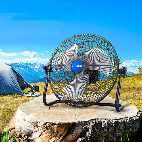 Camping Solar Powered 12 Speed Electric Standing Industrial Fan Portable Floor Fan