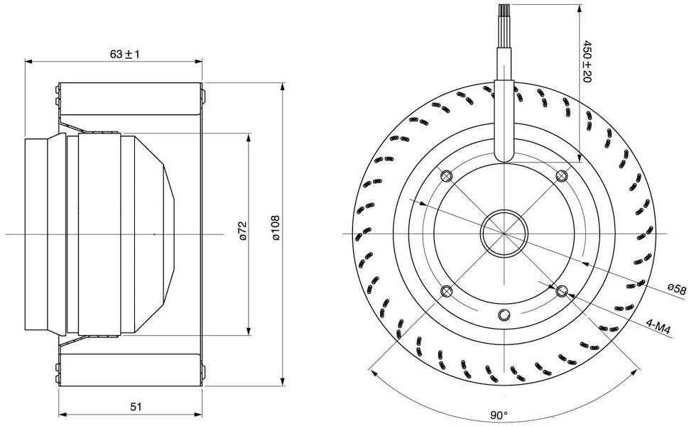 NUSSUN Steel Impeller External Rotor Motor Single-phase 230V AC Radial Fan 108mm Forward Centrifugal AC Fan