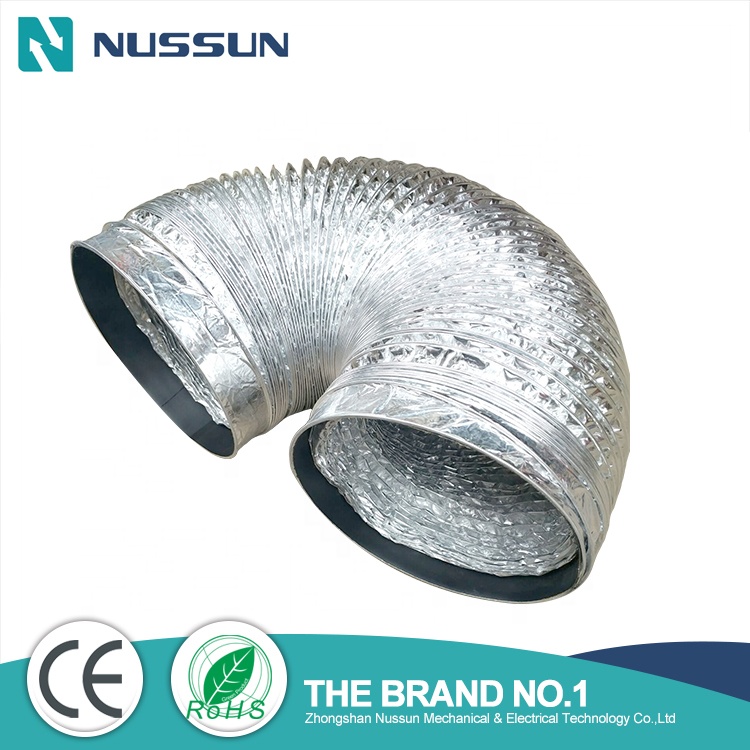 Round Tube 115mm 110mm Insulated Flexible Air Duct/Hose Fireproof Aluminum Foil Insulation Duct