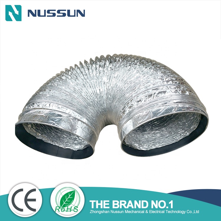 Round Tube 115mm 110mm Insulated Flexible Air Duct/Hose Fireproof Aluminum Foil Insulation Duct