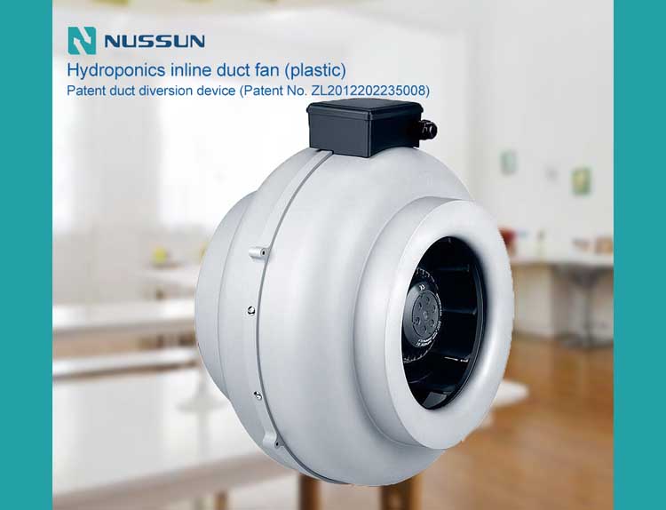 Low Noise Large Airflow Centrifugal Duct Fan Plastic Inline Duct Fan For Hydropoincs (DJT12U-35P)