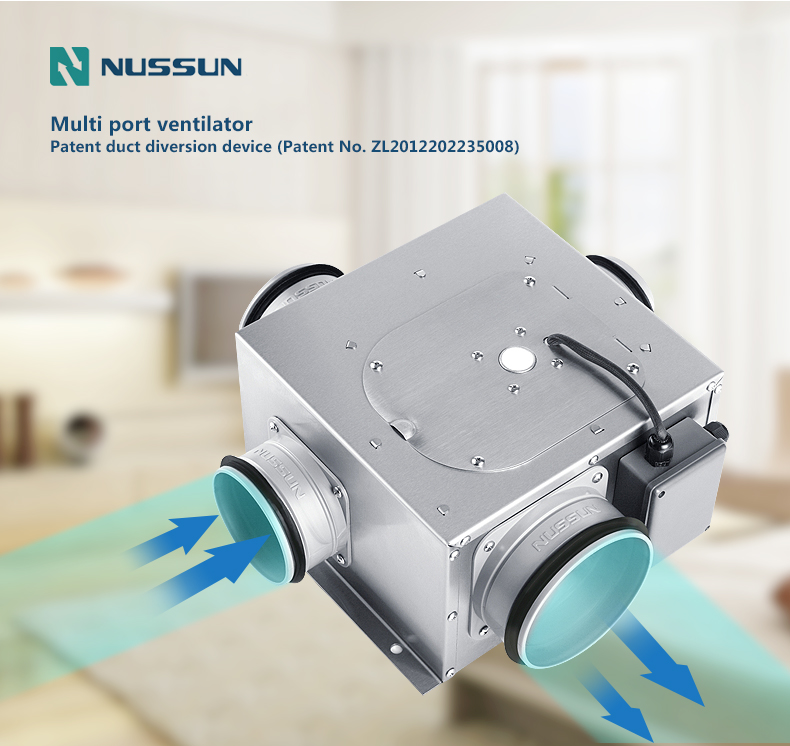 Wholesale Multi-connection Ventilator for Fresh Air System Booster and Relay Air Duct Function (DPT12-3X10C)