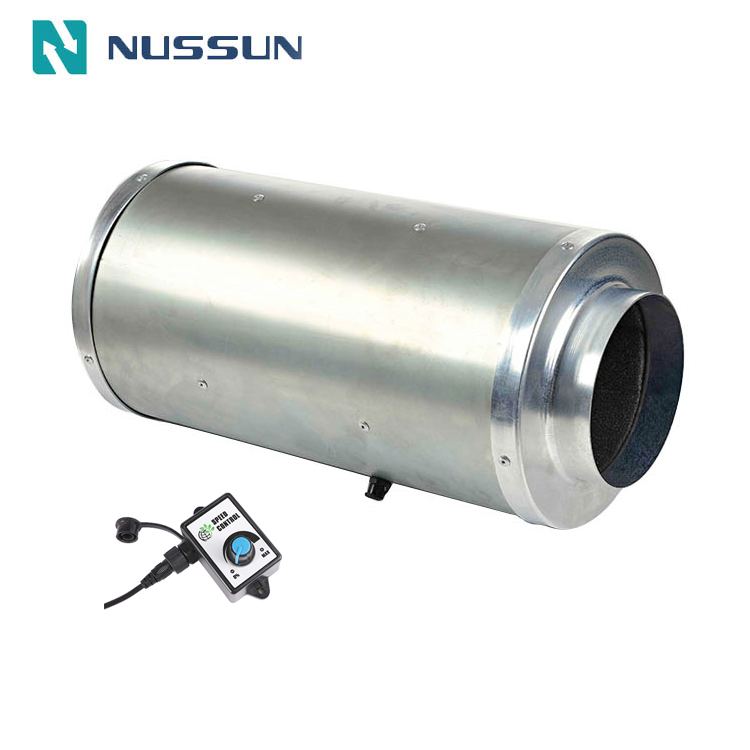 NUSSUN Low Noise Sound Reduce 6 Inch Mixed Flow Fan With Muffler Silent Duct Fan