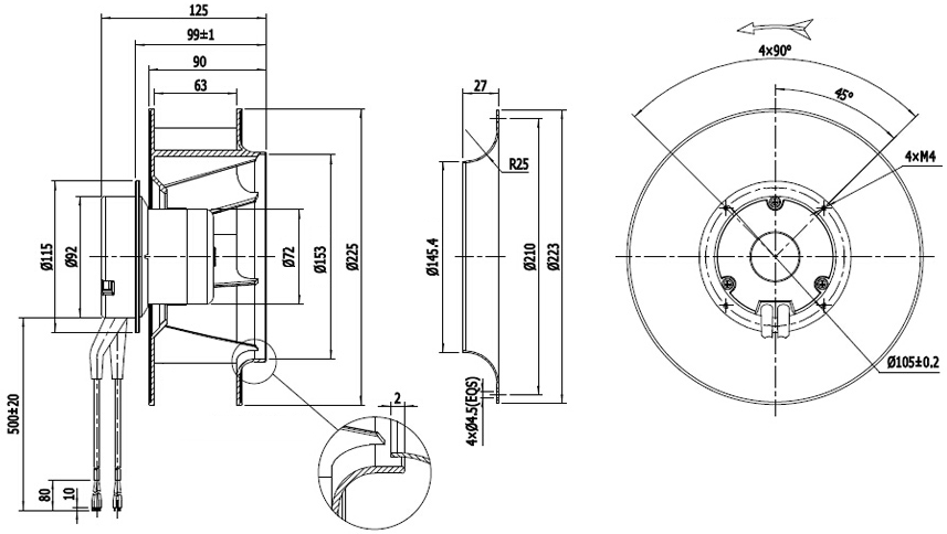 NUSSUN Dc Ac Ec Plastic Impeller Air Purifier Air Conditioner Ffu Fan Exhaust Blower Centrifugal Fan