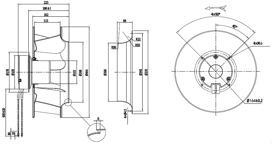 NUSSUN Radial Fan Air Compressor 400mm Aluminium Alloy Impeller 220vac Data Center Centrifugal Fan