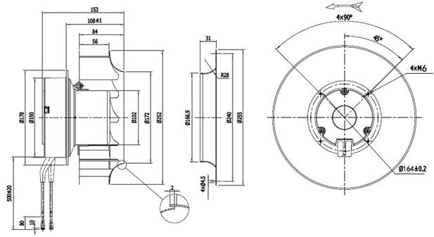 NUSSUN 10 Inch Metal Housing Anti Corrosion 230v 380w 3580rpm Backward Curved Centrifugal Fan