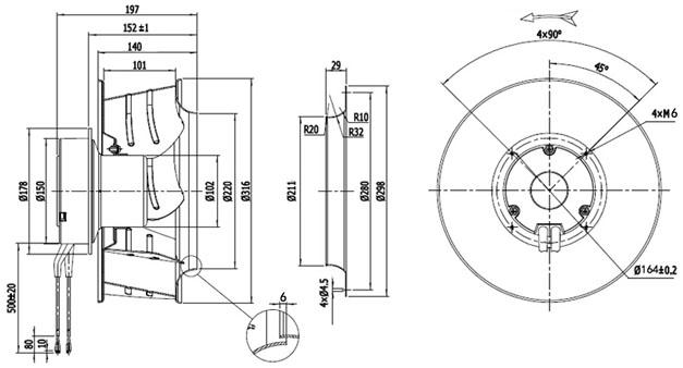 NUSSUN Centrifugal Fan Manufacturer High Static Pressure Air Ventilation System 310mm EC Centrifugal Fan