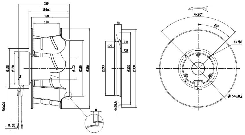 NUSSUN Fan Manufacturers Large Airflow 355mm 4000CMH EC Backward Curve Centrifugal Fan