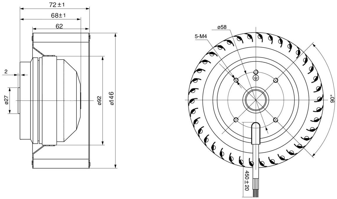 NUSSUN 220/230V IP44 CCC CE AC 146mm Forward Curved Centrifugal Fan With Steel Blade