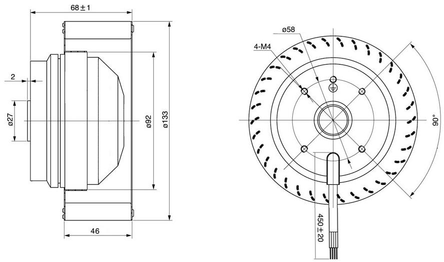 NUSSUN 220V AC Forward Radial Fan 133mm With Steel Impeller Single-phase Forward Curved Centrifugal Fan