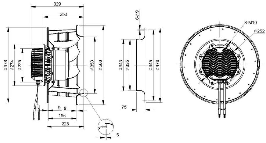 NUSSUN Large Airflow 8100CMH 500mm 230-400vac Ffu Ventilation Backward Curved Centrifugal Fan