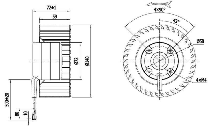 NUSSUN Centrifugal Fan Blower Hrv System Forward Centrifugal Fan 140mm DC Fangrid Radial Fan