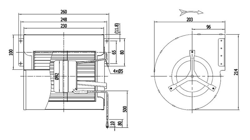 146mm Double Inlet Radial Fan 1000CMH Forward Curved DC Centrifugal Fan 24V 48V Centrifugal Air Blower