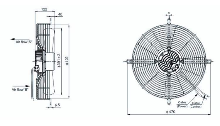 EC Axial Fan 315mm 350mm 400mm 450mm 500mm 220V 230V Flow Fan External Rotor Motor Powered Axial Fan