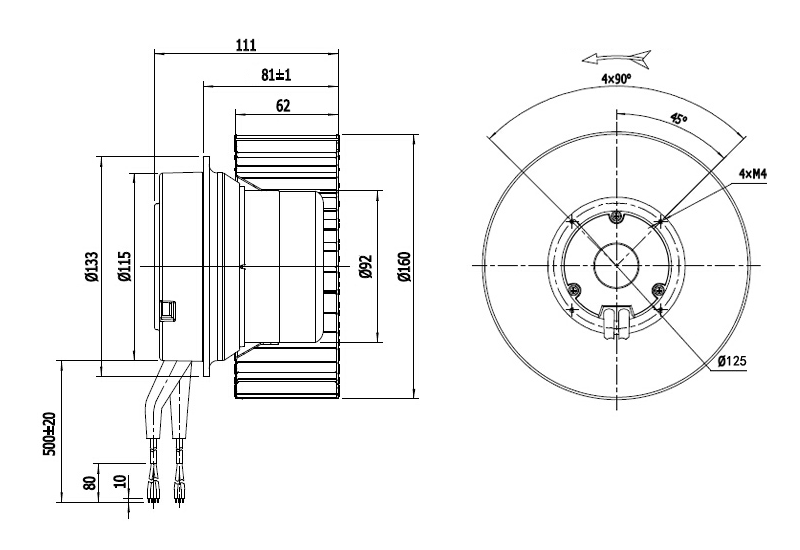 NUSSUN China High Temperature Steel Impeller 160mm EC Forward Impeller Exhaust Centrifugal Fan