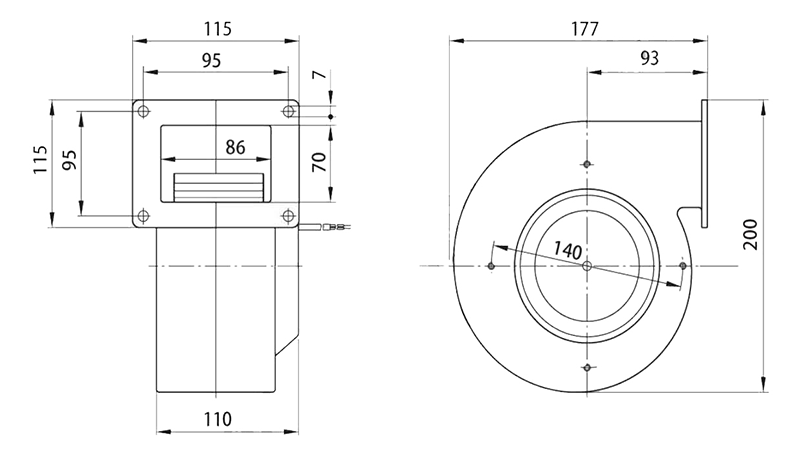 12V 24V 48V DC Centrifugal Fan High Air Volume Centrifugal Fan Motor Centrifugal Ventilation Fan