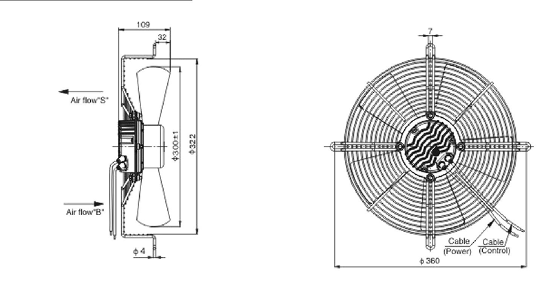 300mm 1-230V EC High Cfm Ball Bearing Axial Fan Large Air Volume Industrial Exhaust Ventilation Cooling Fan