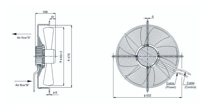 EC Axial Fan Impeller Metal Blades Cooling High Volume Industrial 450mm Axial Flow Fans