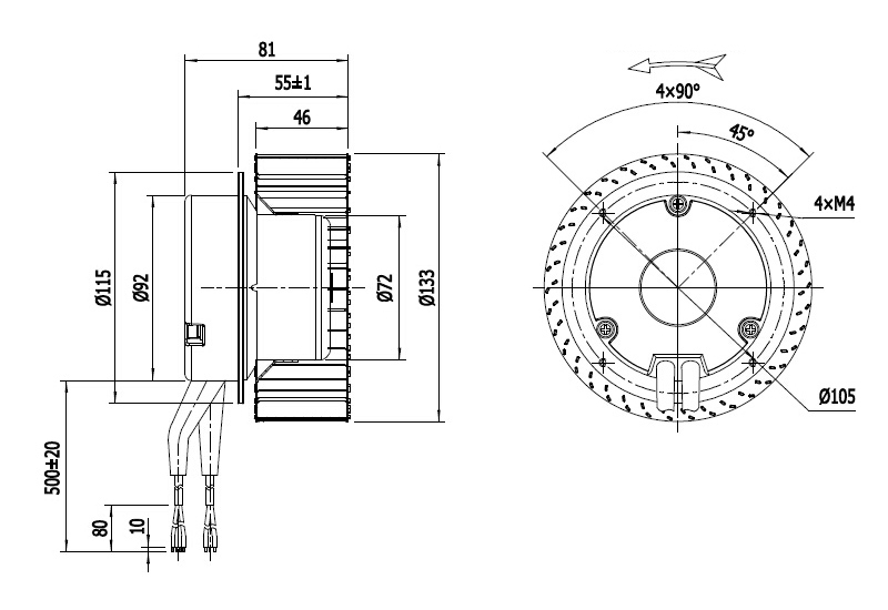 NUSSUN EC Forward Curved Centrifugal Fan Impeller 133mm Exhaust Industrial Cooling Fan