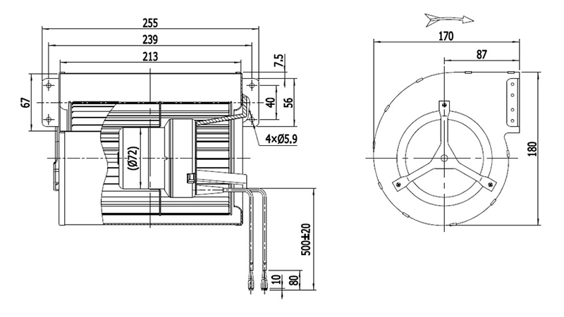 Customized 1-230V EC Large Air Flow Squirrel Cage Blower Fan Double Inlet Centrifugal Fan