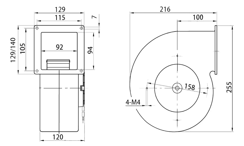 140mm Single Inlet EC Motor Centrifugal Fan 1-230v Blower Fan For Air Blowing Machine Cooling Ventilation Exhaust Fan