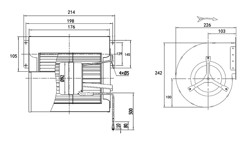 Customized High Pressure DC 160mm Forward Dual Inlet Centrifugal Fan Forward Blower Fan For Metal Industries