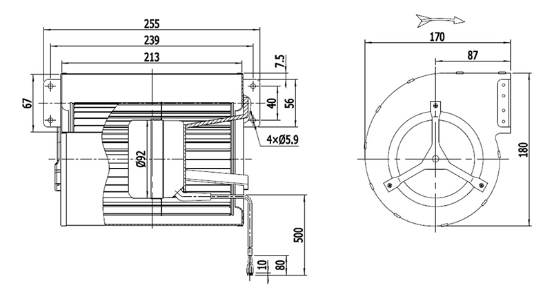 High Speed Micro Dust Collector Galvanized Metal Sheet Centrifugal Dual Inlet Fan DC Blower