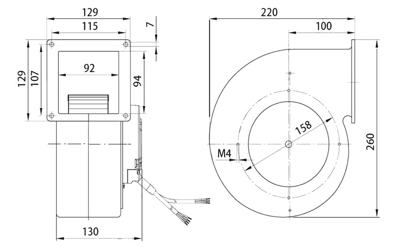 IP44 Single Inlet Blower 1~230V EC Motor Industrial Forward Curve Centrifugal Fan