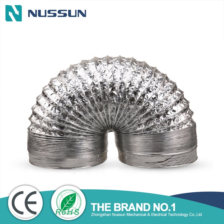 Round Tube 115mm 110mm Insulated Flexible Air Duct/Hose Fireproof Aluminum Foil Insulation Duct