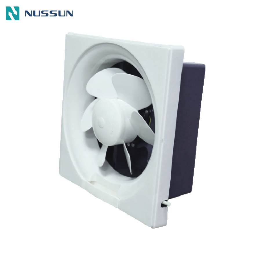 NUSSUN Resturaurant Kitchen Bathroom Wall Window Type White Exhaust Fan With Back Shutter