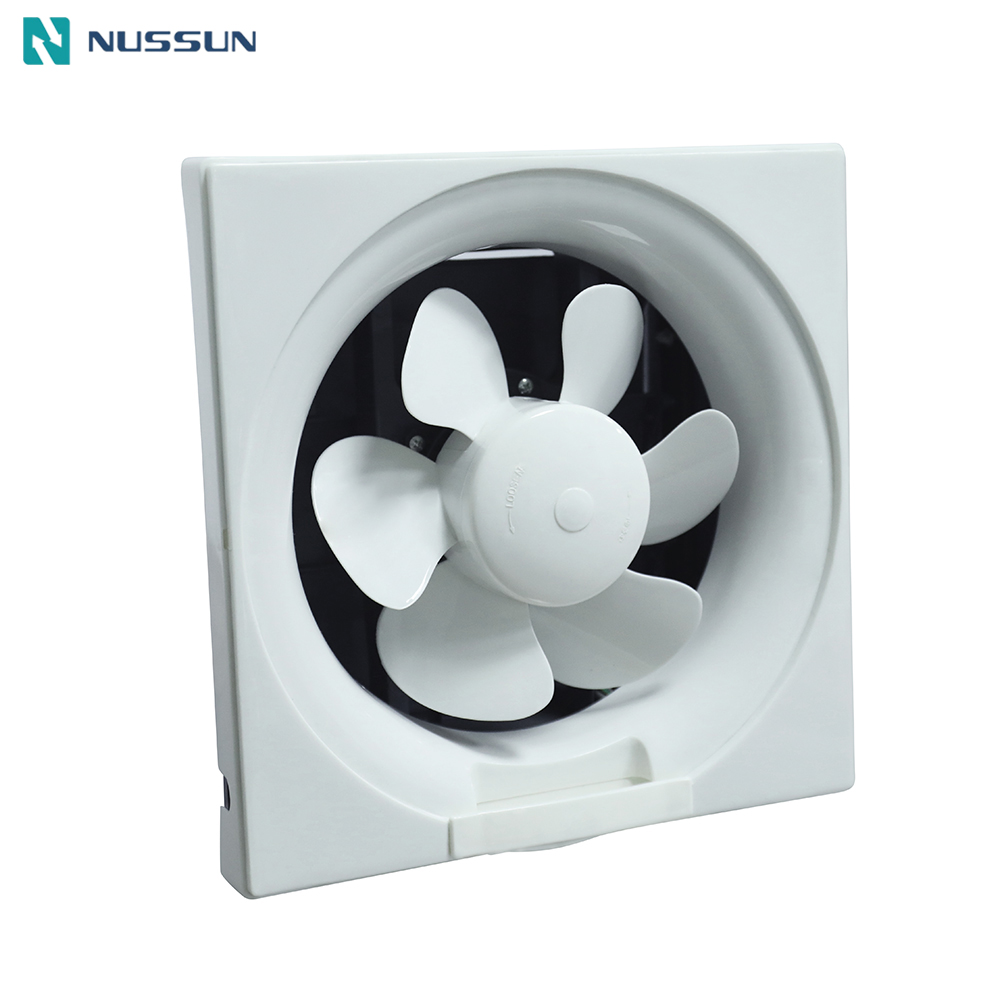 NUSSUN Resturaurant Kitchen Bathroom Wall Window Type White Exhaust Fan With Back Shutter