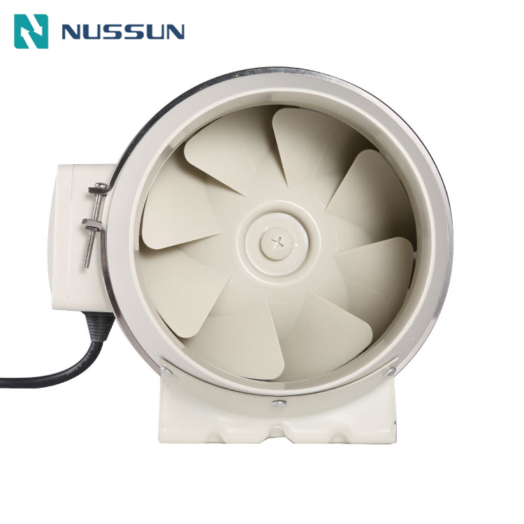 NUSSUN Fan Company China OEM 4~8 Inches EC Motor White Plastic IP44 Inline Duct Ventilation Fan